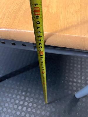 Rectangular Wood-Look Table with Grey Steel Legs – height measurement