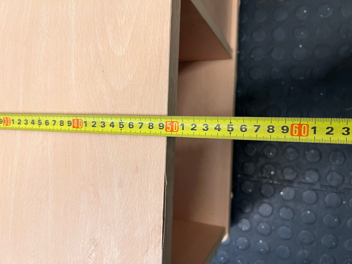 Light Wood-Look TV Unit with Drawer and Shelves – depth measurement