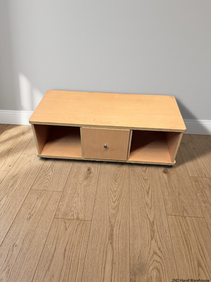 Light Wood-Look TV Unit with Drawer and Shelves – styled product image