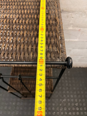 3-Tier Woven Wicker and Metal Shelving Unit – width measurement