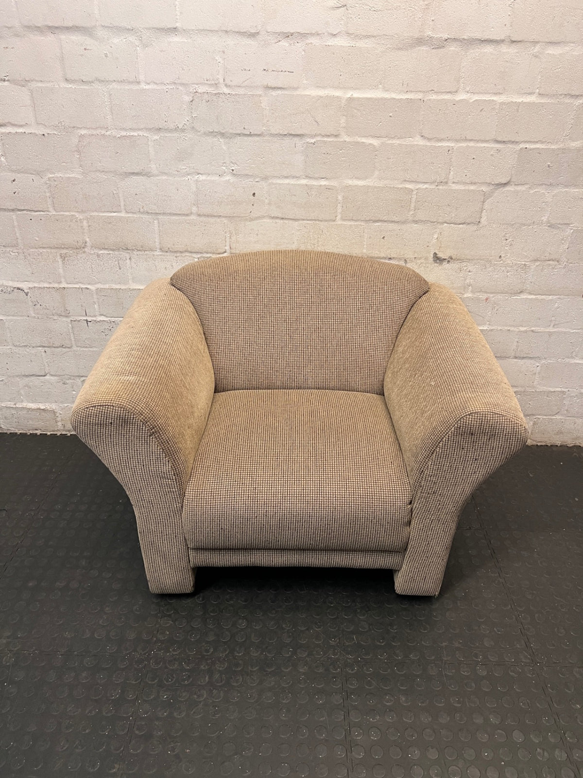 Neutral Textured One Seater Couch with Flared Arms – top view