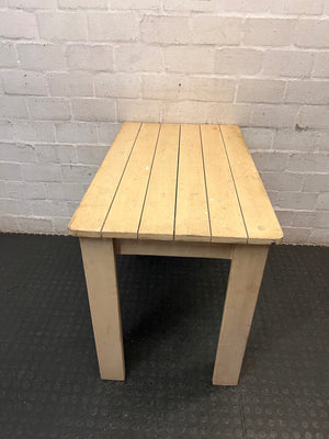 Rectangular Light Wood Slatted Table – back view