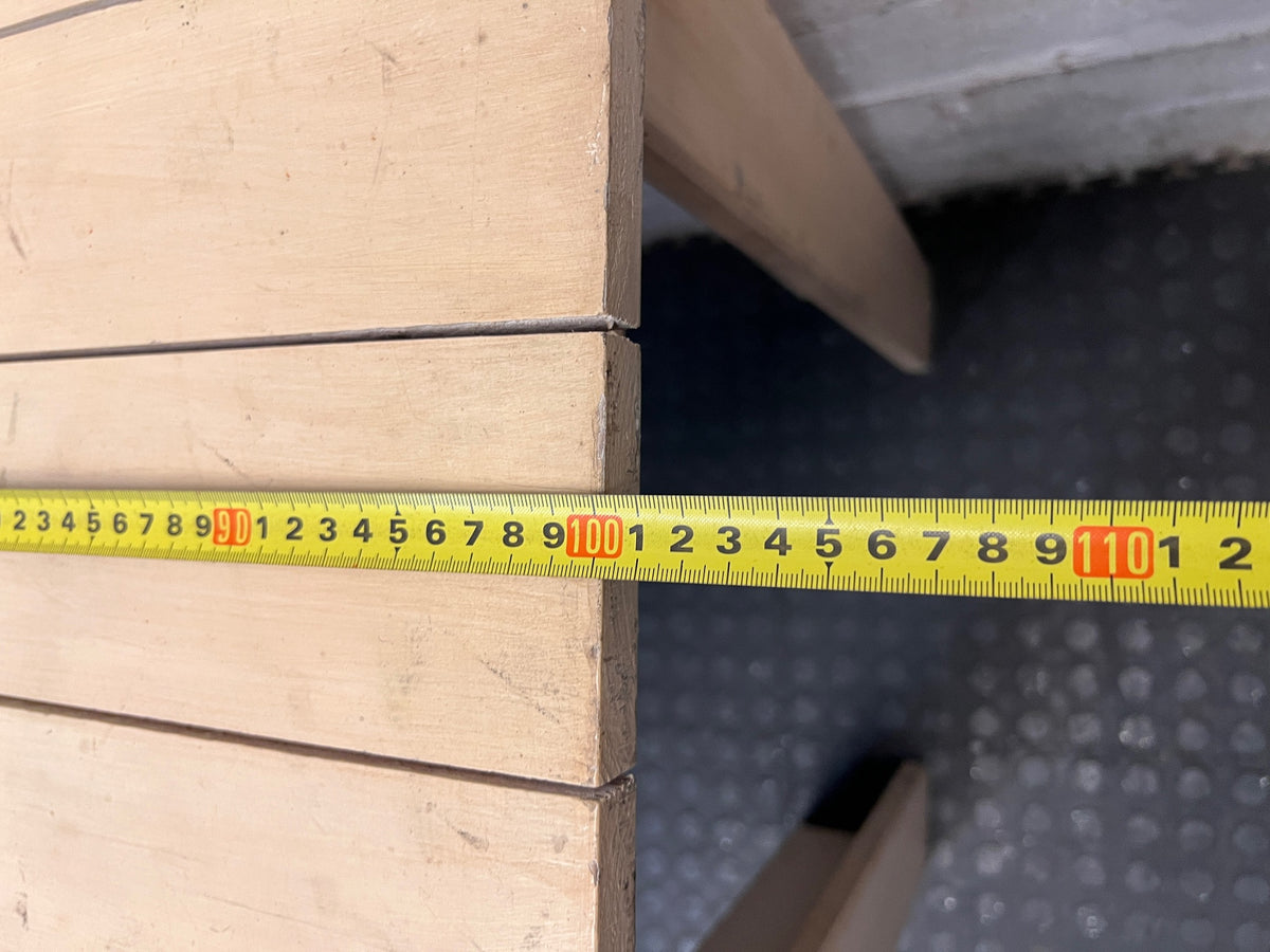 Rectangular Light Wood Slatted Table – depth measurement