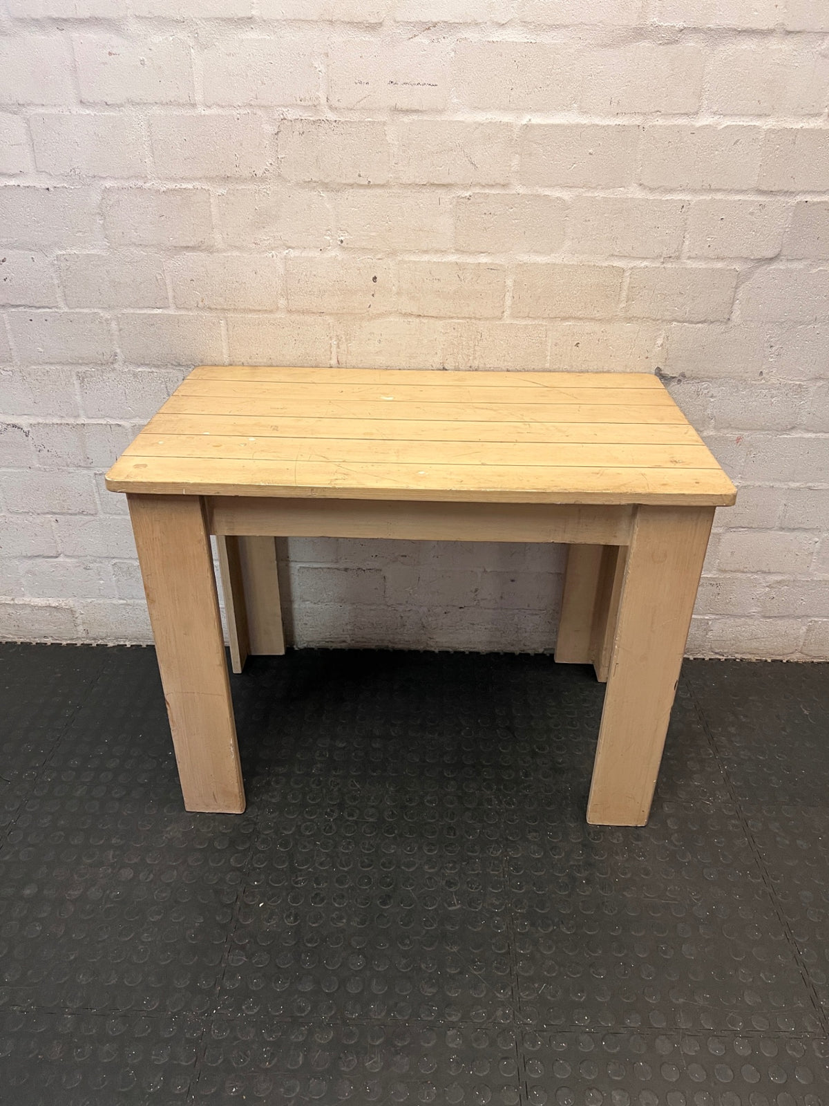 Rectangular Light Wood Slatted Table – main front view