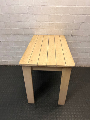 Rectangular Light Wood Slatted Table – side view