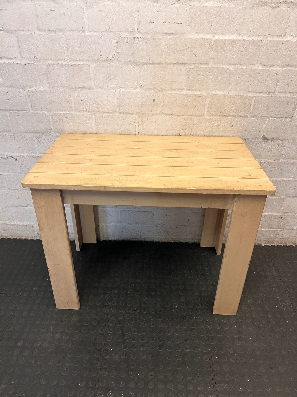 Rectangular Light Wood Slatted Table – top view