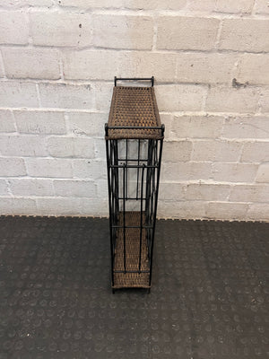 Metal and Woven Wicker Wine Rack – back view