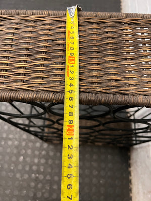 Metal and Woven Wicker Wine Rack – depth measurement