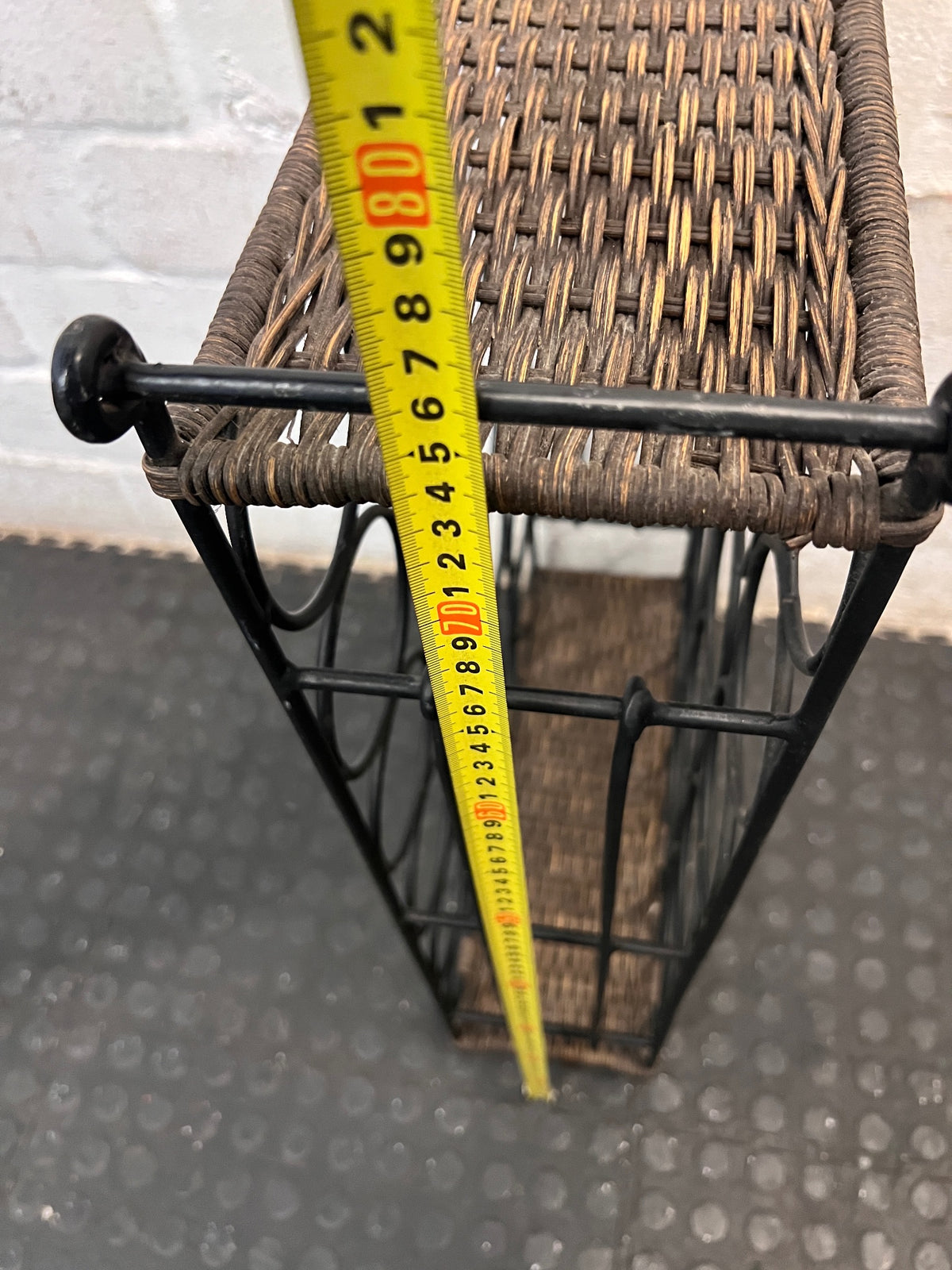 Metal and Woven Wicker Wine Rack – height measurement