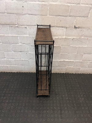 Metal and Woven Wicker Wine Rack – side view