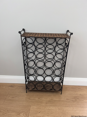Metal and Woven Wicker Wine Rack – styled product image