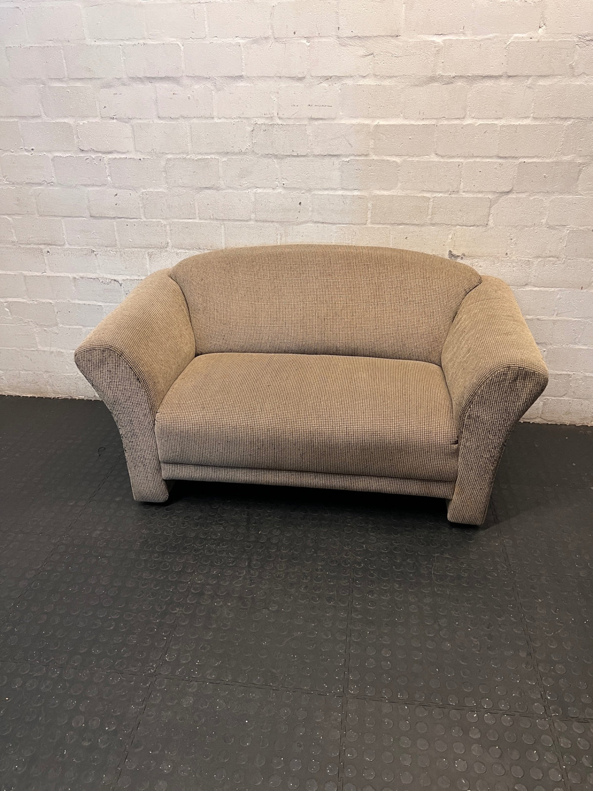 Textured Fabric 2 Seater Couch with Flared Arms – top view