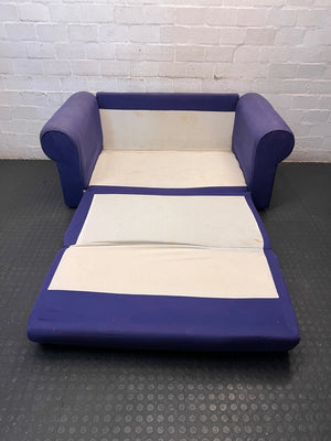 Purple Upholstered 2 Seater Couch with Rolled Arms – side view