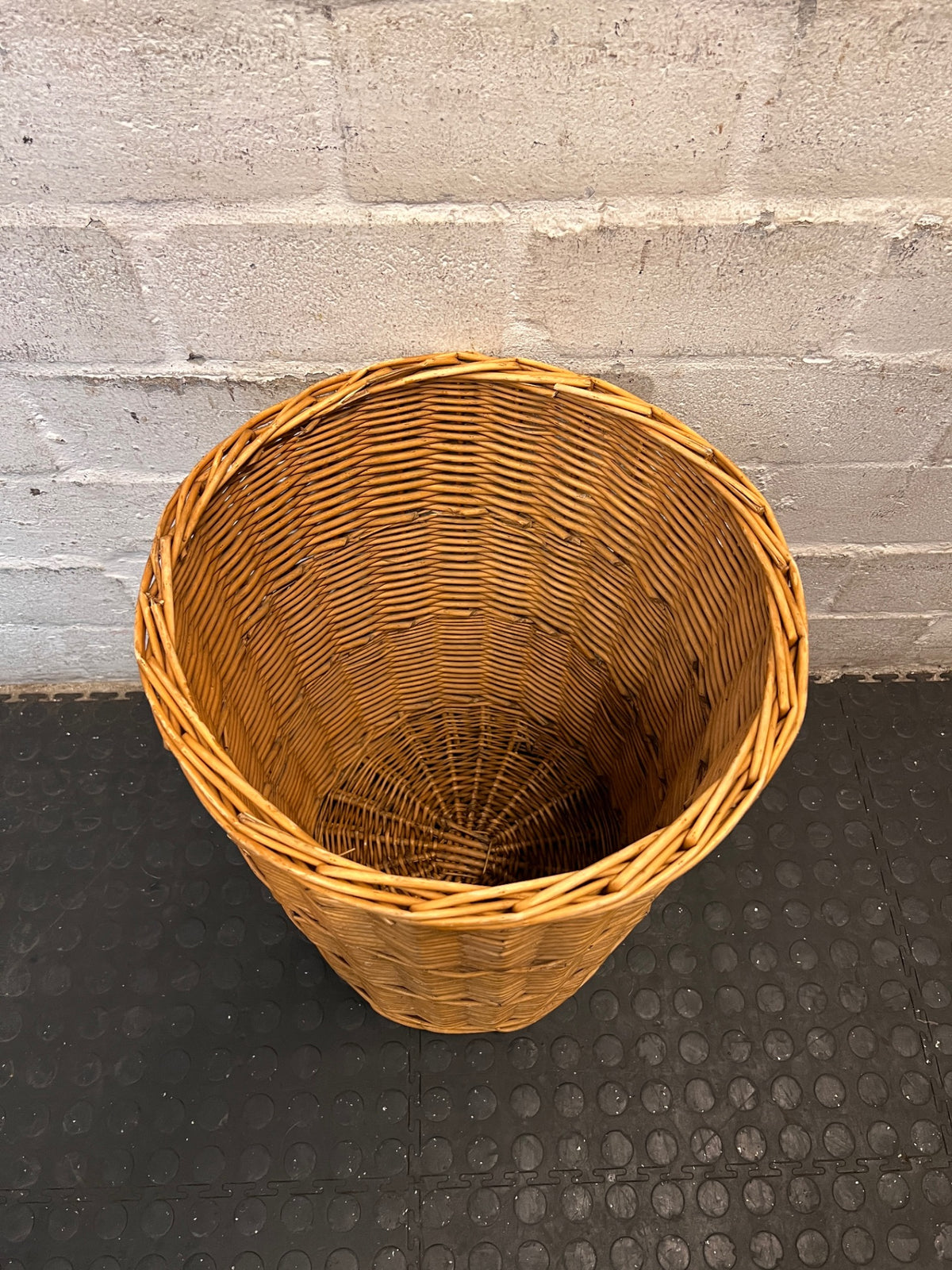 Woven Wicker Laundry Basket with Lid – side view