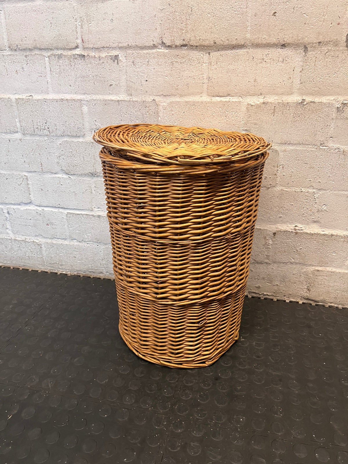 Woven Wicker Laundry Basket with Lid – top view