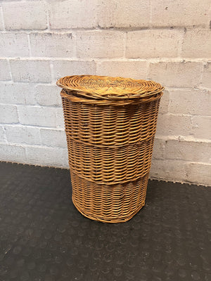 Woven Wicker Laundry Basket with Lid – top view