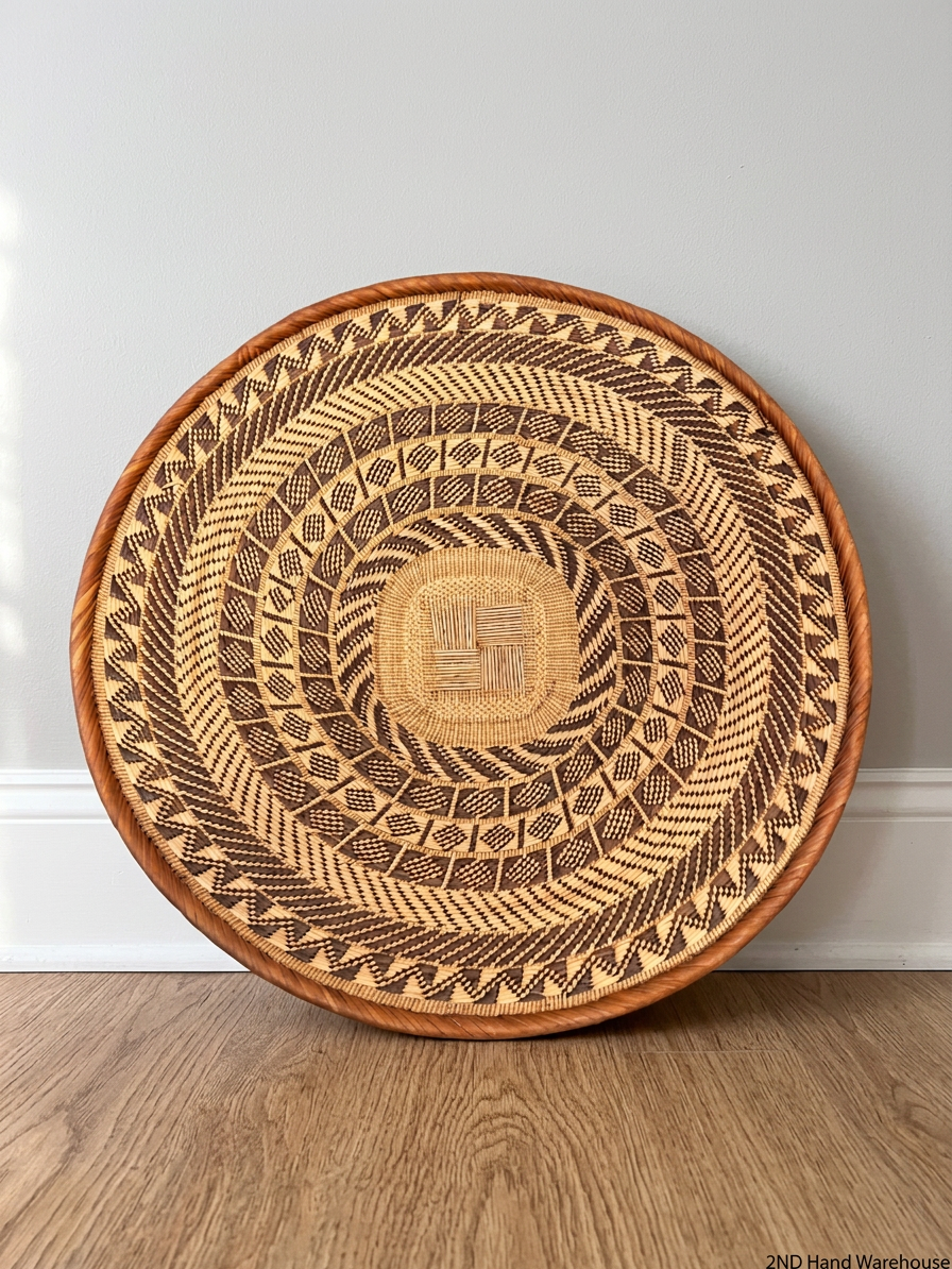 Woven Geometric Basket Tray – styled product image
