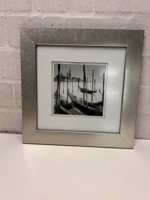 Framed Venetian Gondola Monochromatic Wall Art – condition detail
