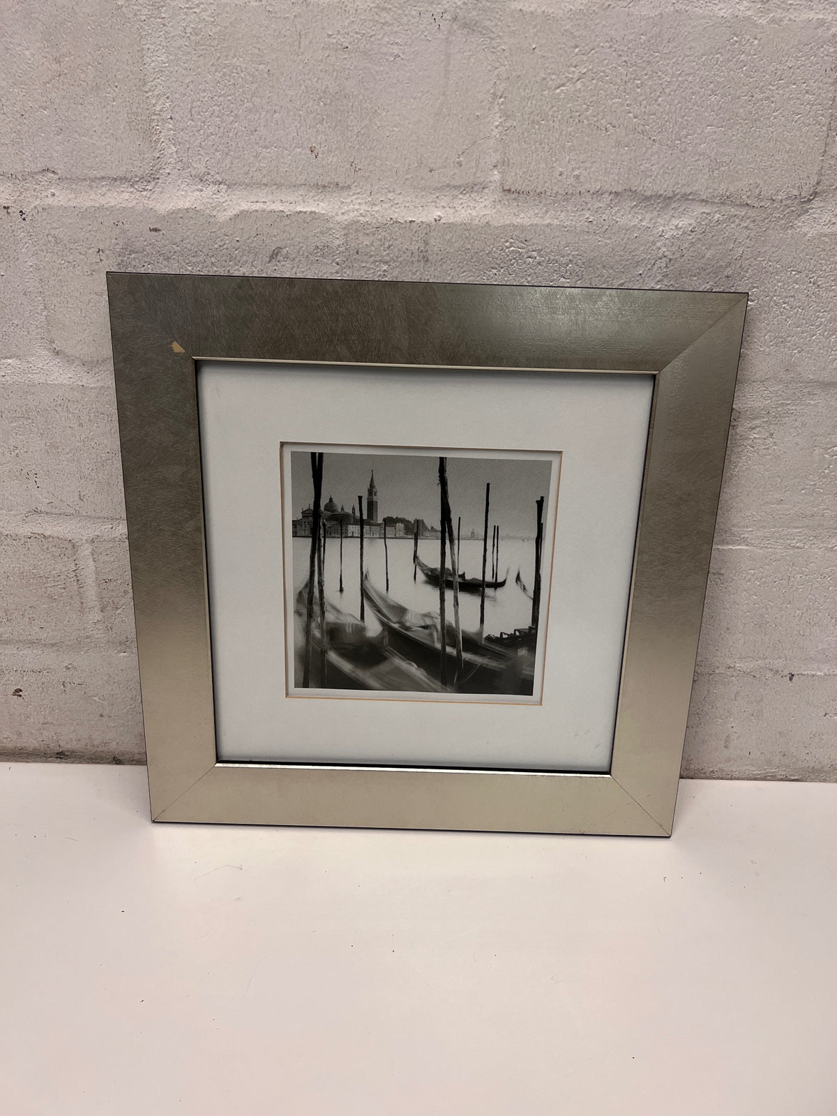 Framed Venetian Gondola Monochromatic Wall Art – main front view