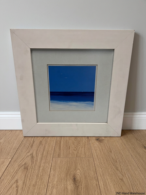 Square Coastal Print in White Washed Wooden Frame – styled product image