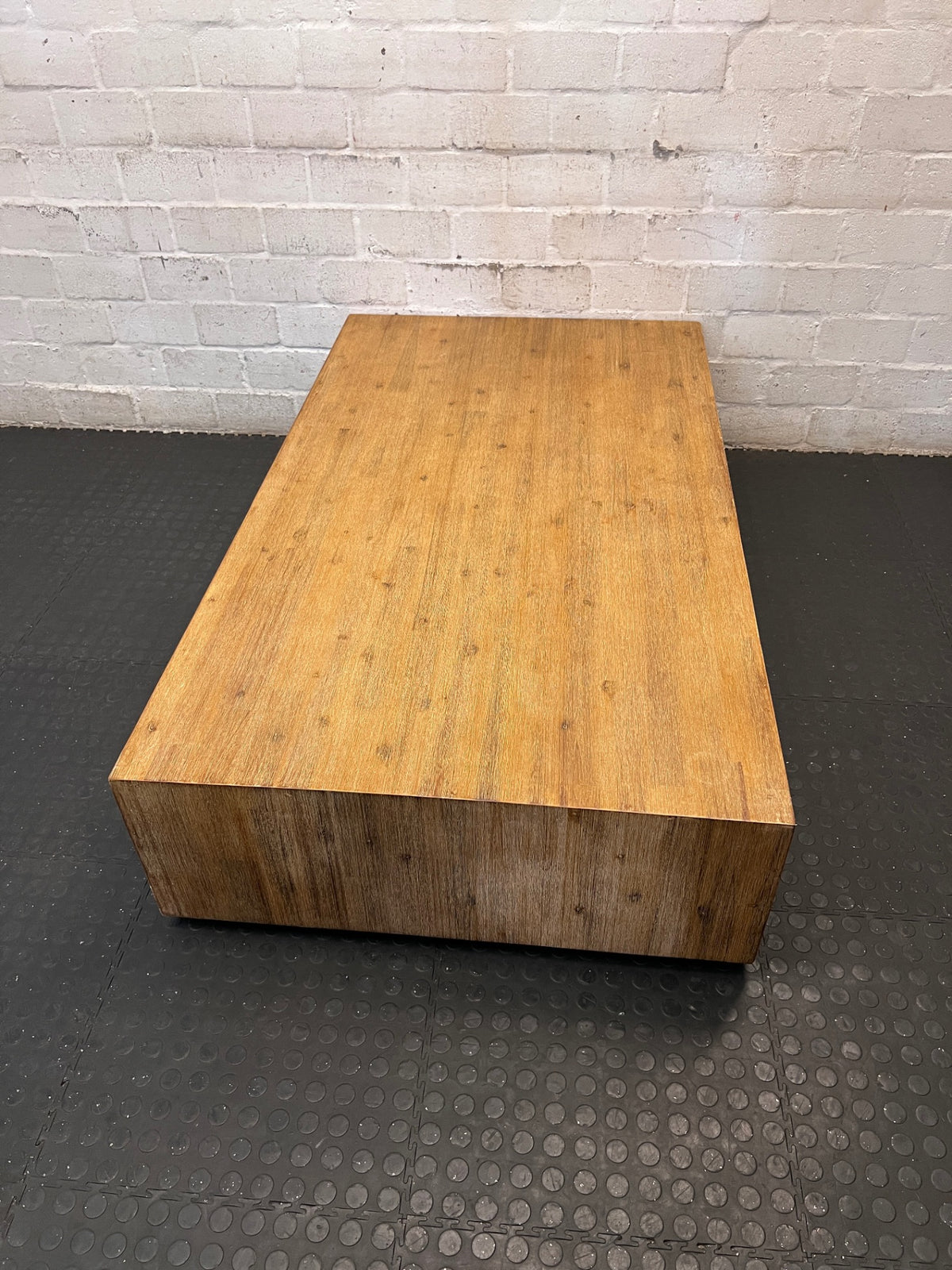Chunky Minimalist Coffee Table with Open Storage – back view