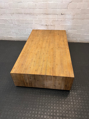 Chunky Minimalist Coffee Table with Open Storage – back view