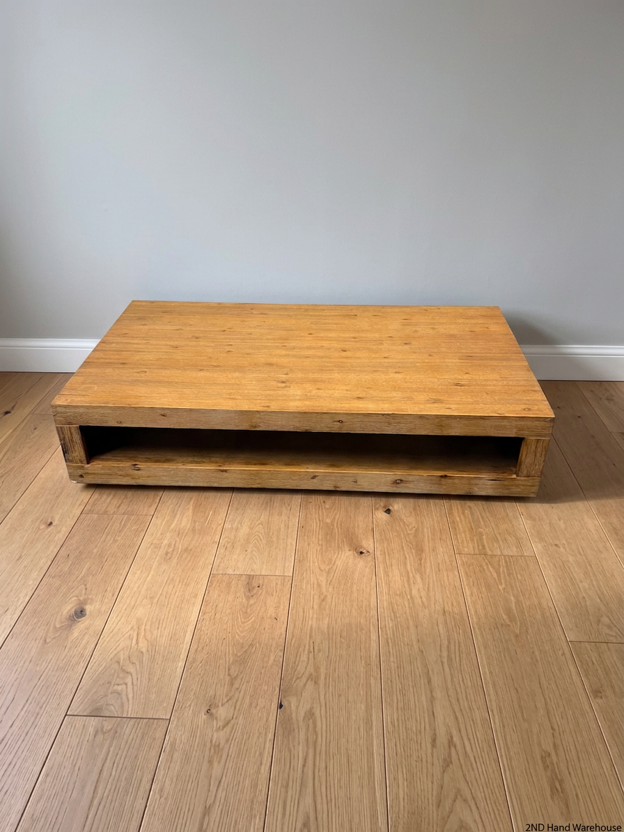 Chunky Minimalist Coffee Table with Open Storage – styled product image