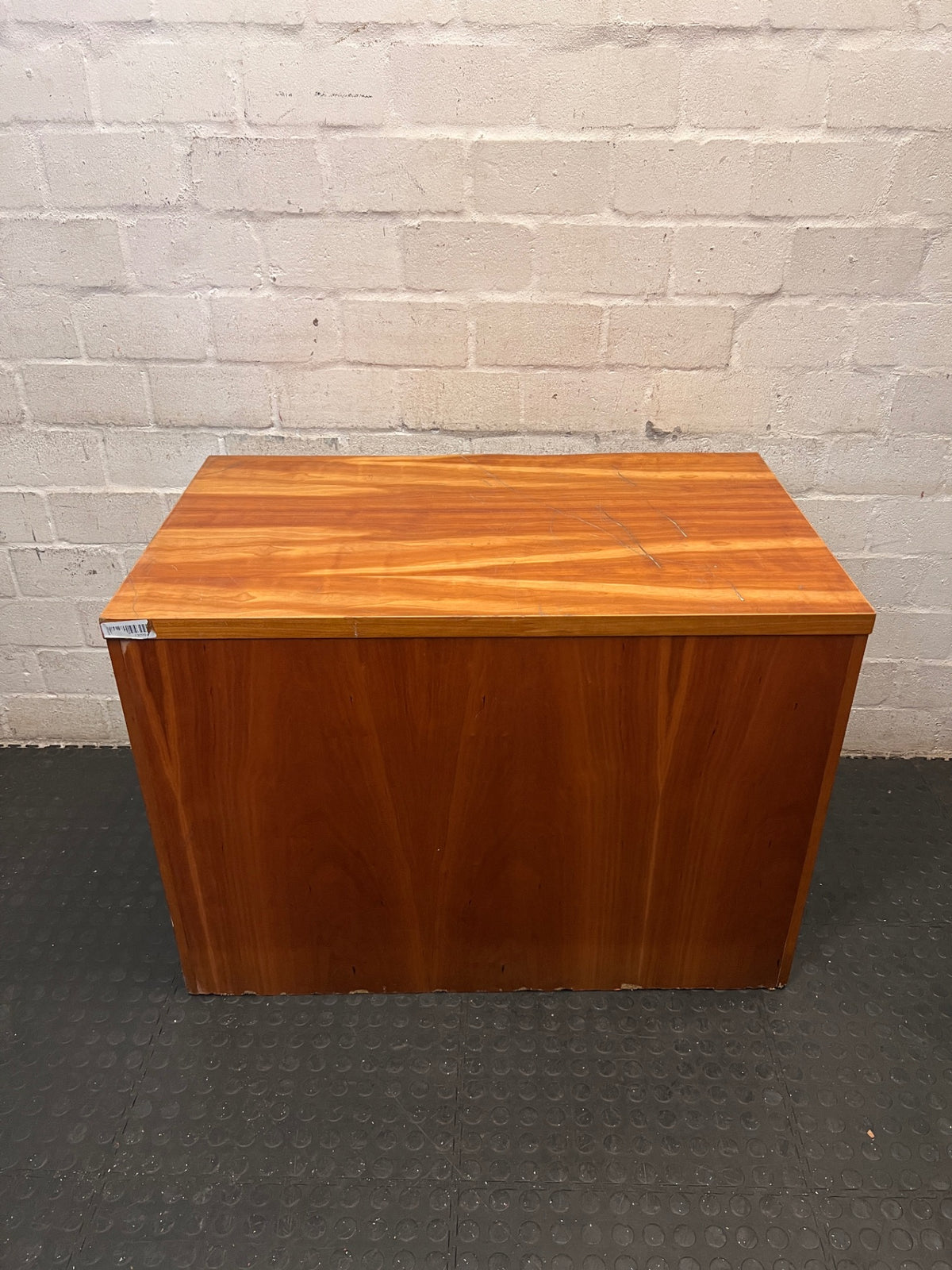 Two-Door Office Credenza in Warm Brown Finish – back view