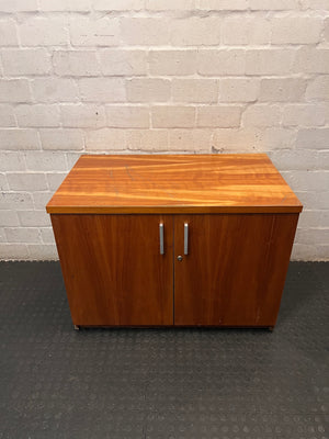 Two-Door Office Credenza in Warm Brown Finish – main front view