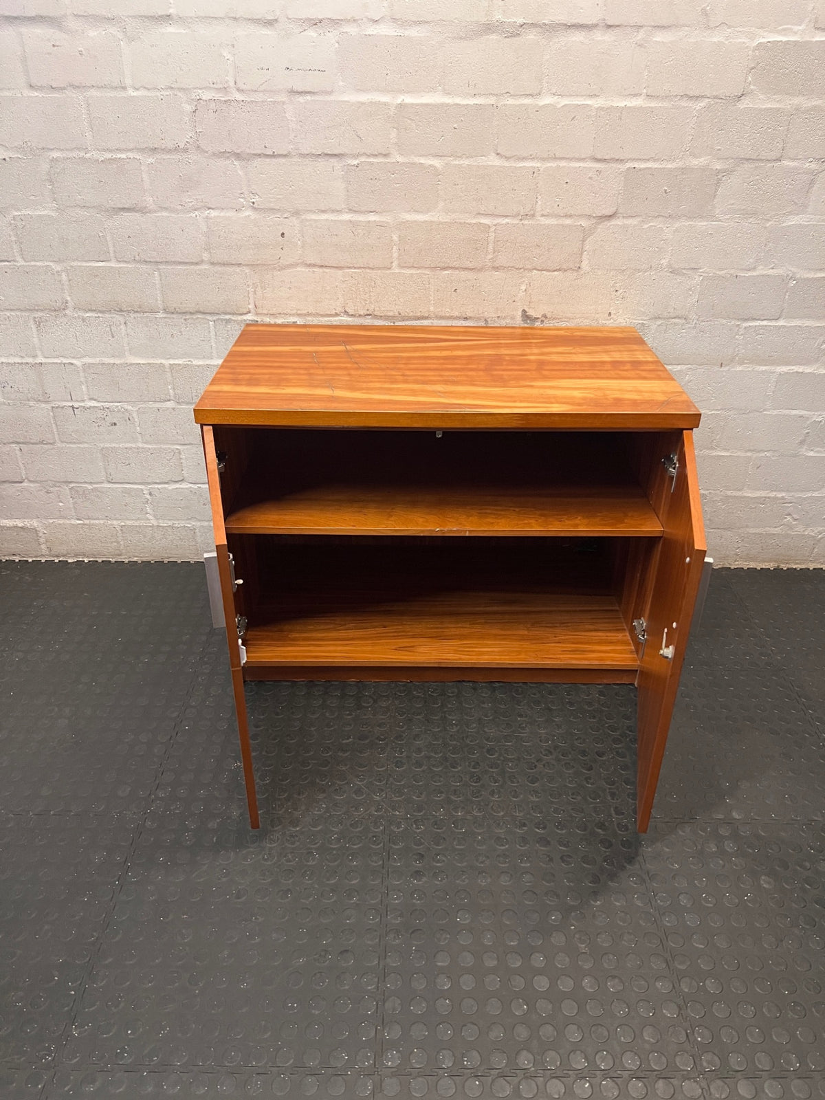 Two-Door Office Credenza in Warm Brown Finish – side view