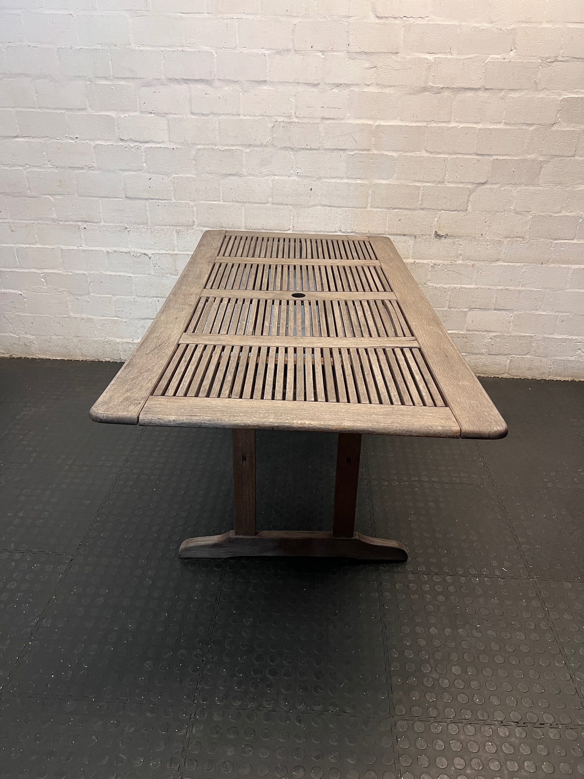 Wooden Rectangular Outdoor Dining Table – side view