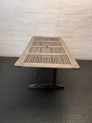 Wooden Rectangular Outdoor Dining Table – side view