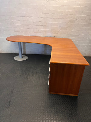 L-Shaped Office Desk with Teardrop Return and Drawers – condition detail