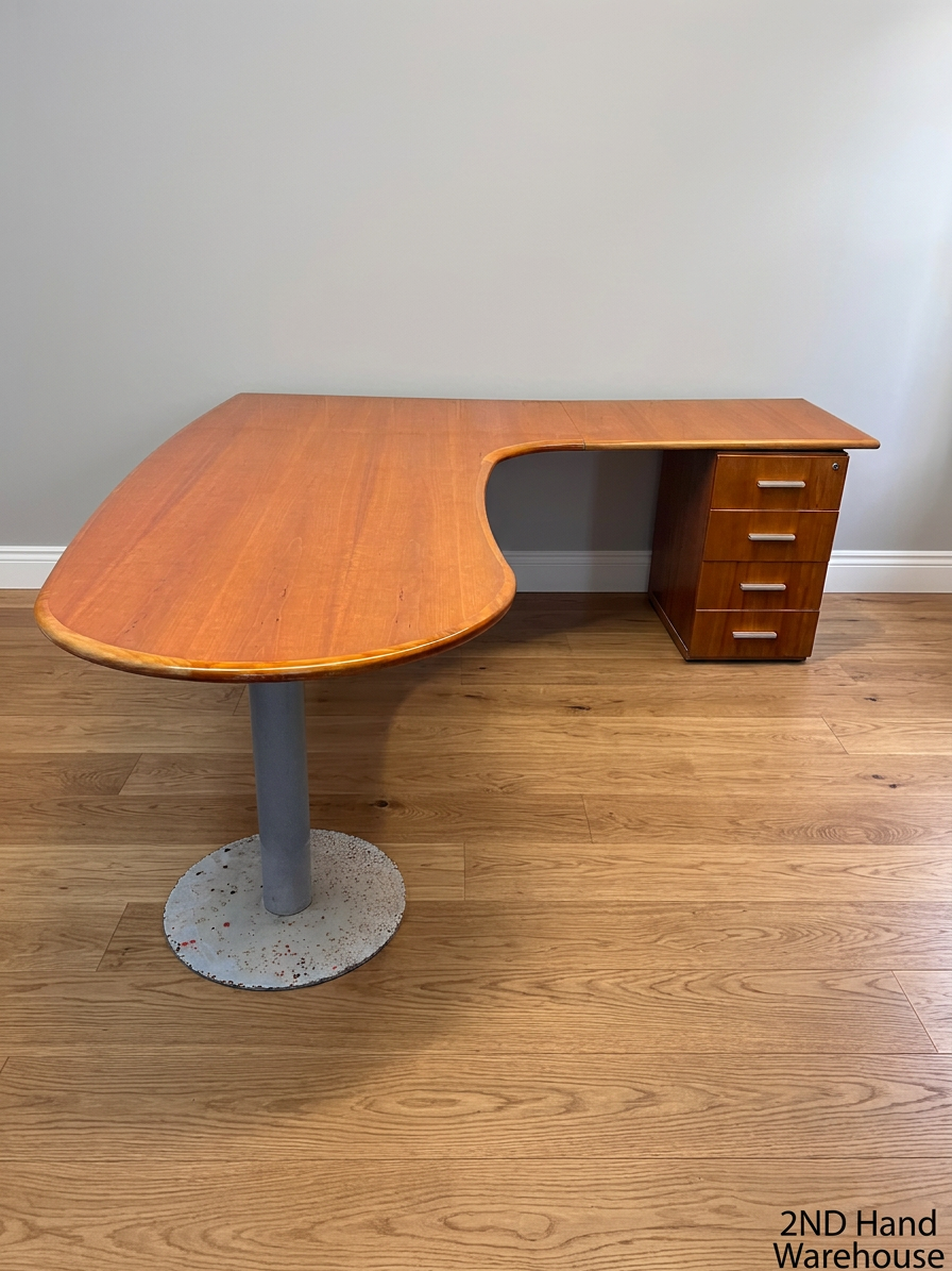 L-Shaped Office Desk with Teardrop Return and Drawers – styled product image