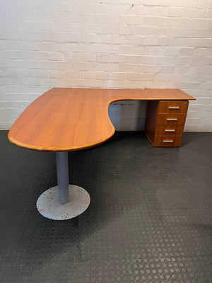 L-Shaped Office Desk with Teardrop Return and Drawers – top view