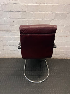 Burgundy Leather-Look Office Visitor Chair – back view