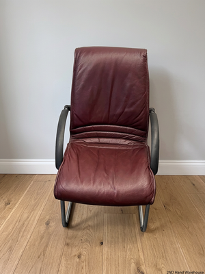 Burgundy Leather-Look Office Visitor Chair – styled product image