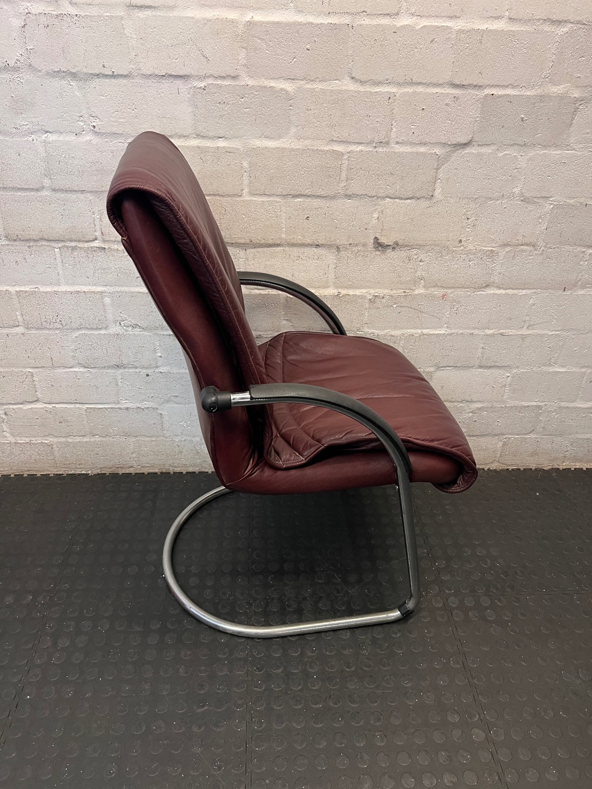 Burgundy Leather-Look Office Visitor Chair – top view