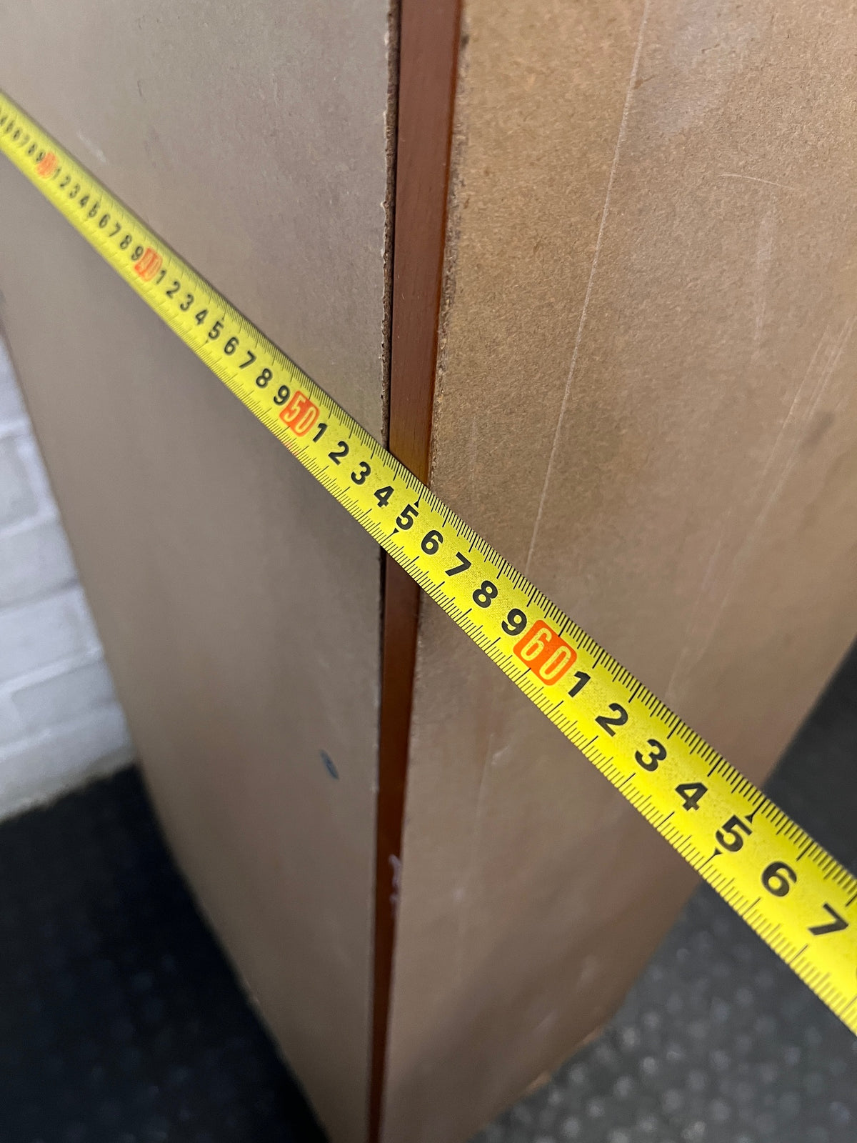 Grey Framed Display Cabinet with Glass Shelves – depth measurement