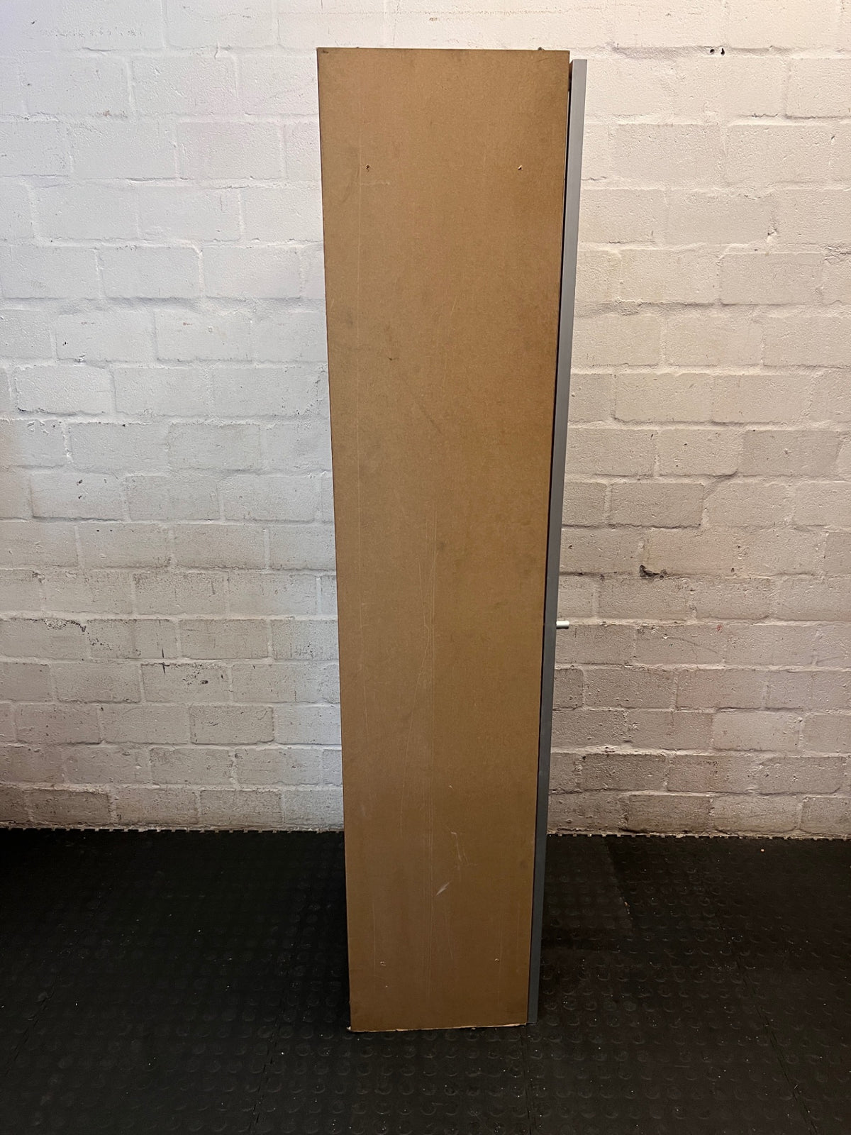 Grey Framed Display Cabinet with Glass Shelves – top view