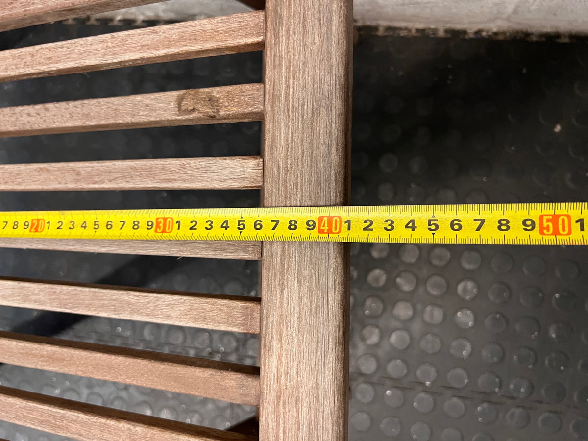 High Back Slatted Wooden Outdoor Armchair – depth measurement
