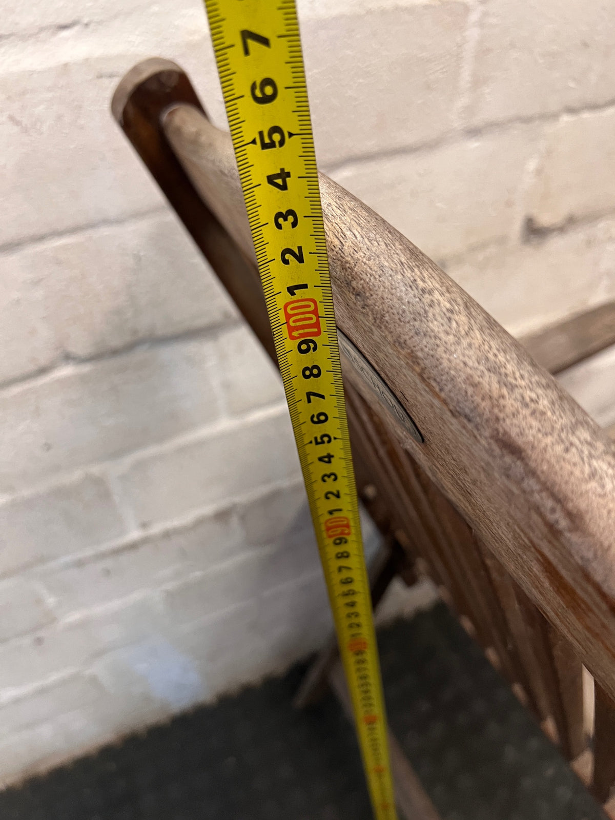 High Back Slatted Wooden Outdoor Armchair – height measurement