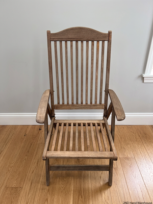 High Back Slatted Wooden Outdoor Armchair – styled product image