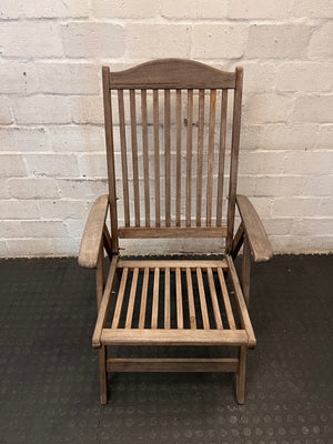High Back Slatted Wooden Outdoor Armchair – top view