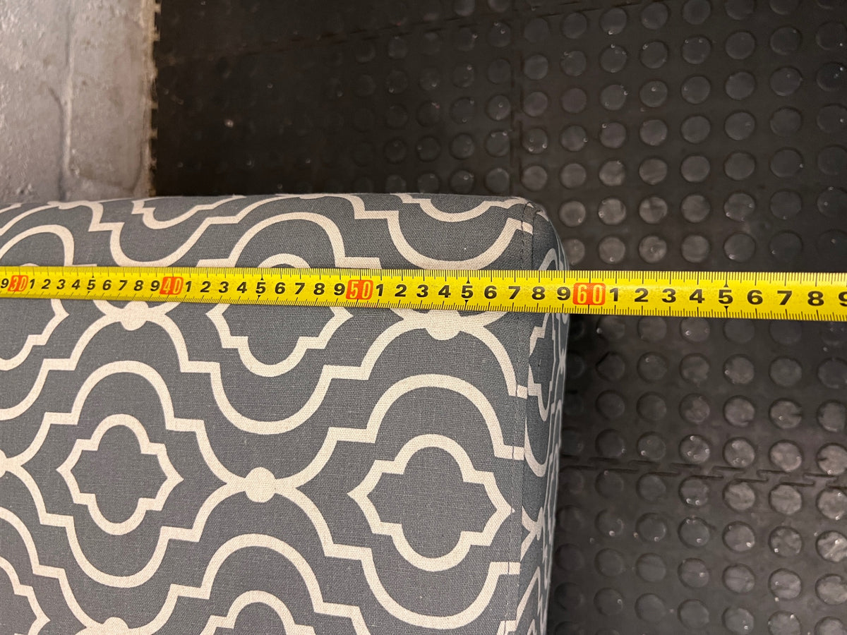 Grey Patterned Upholstered Slipper Chair – width measurement