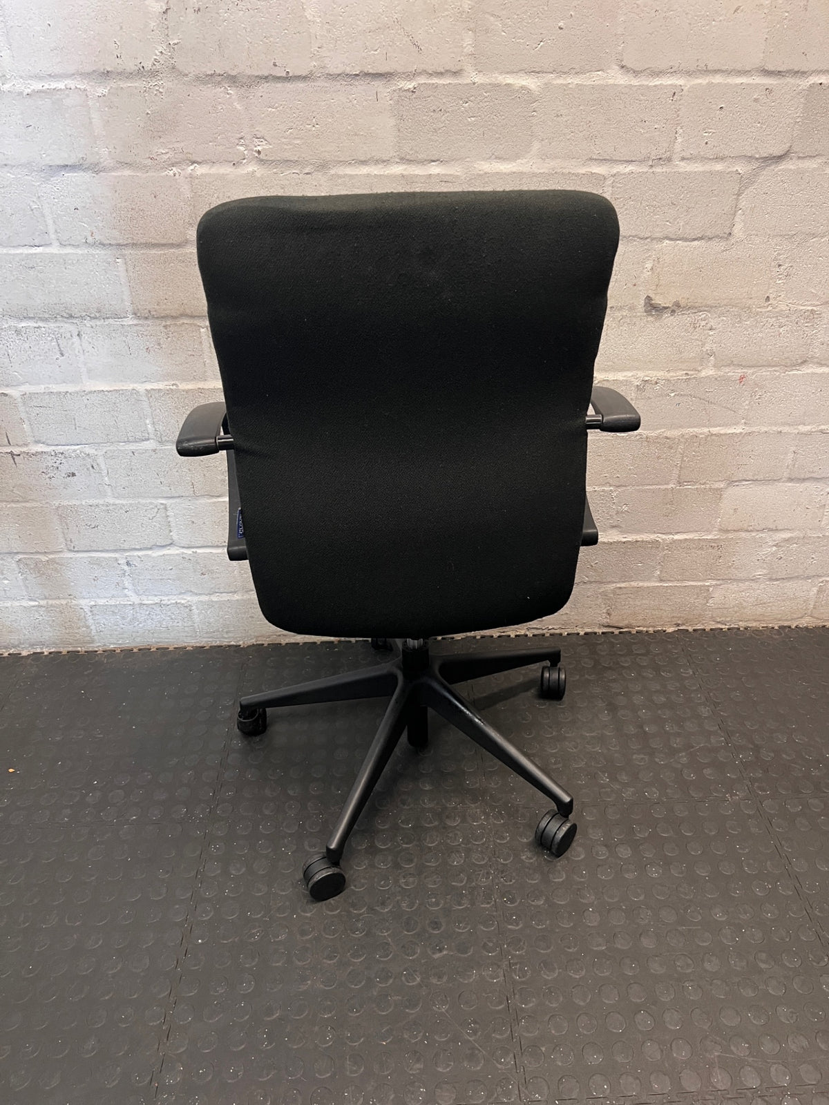 Black Mid-Back Fabric Office Swivel Chair – back view