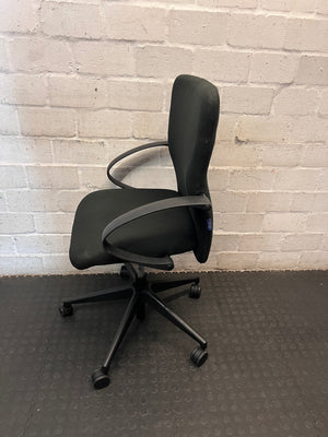 Black Mid-Back Fabric Office Swivel Chair – side view