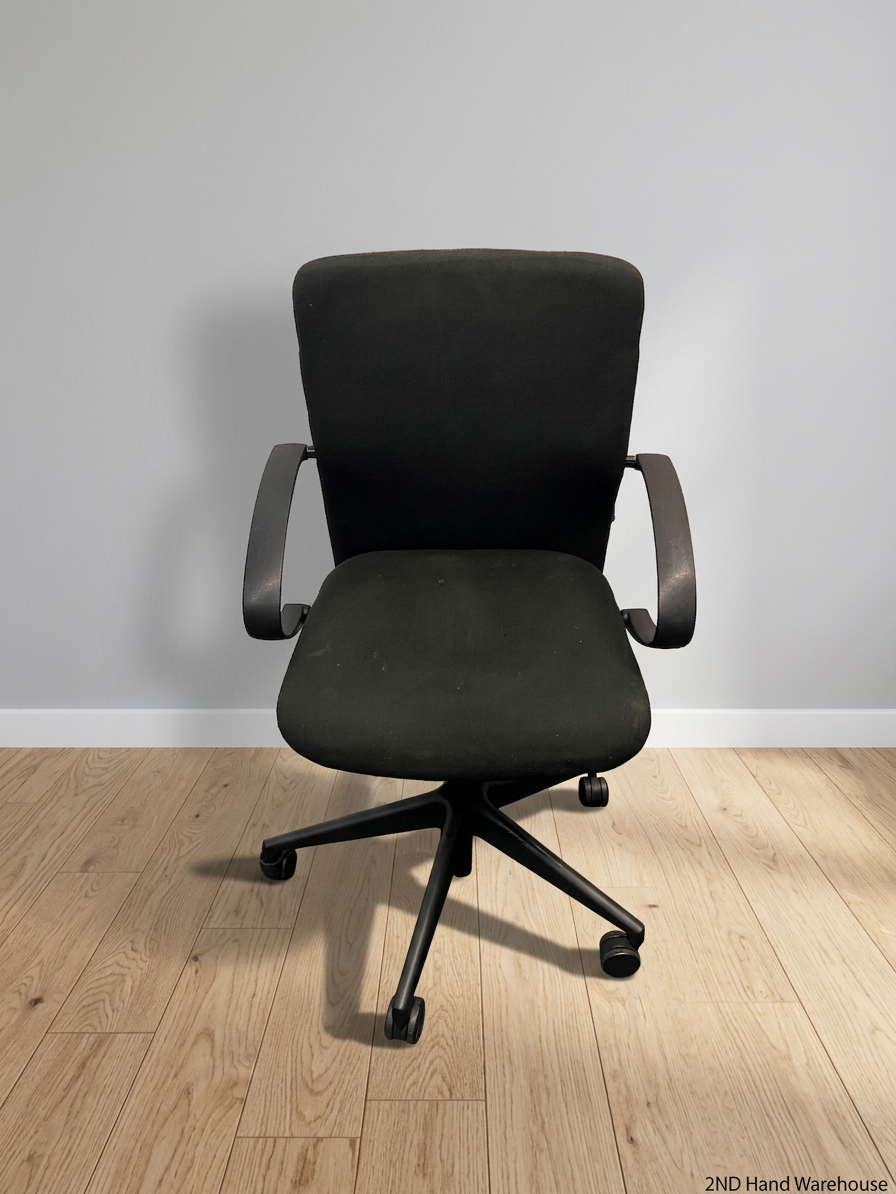 Black Mid-Back Fabric Office Swivel Chair – styled product image