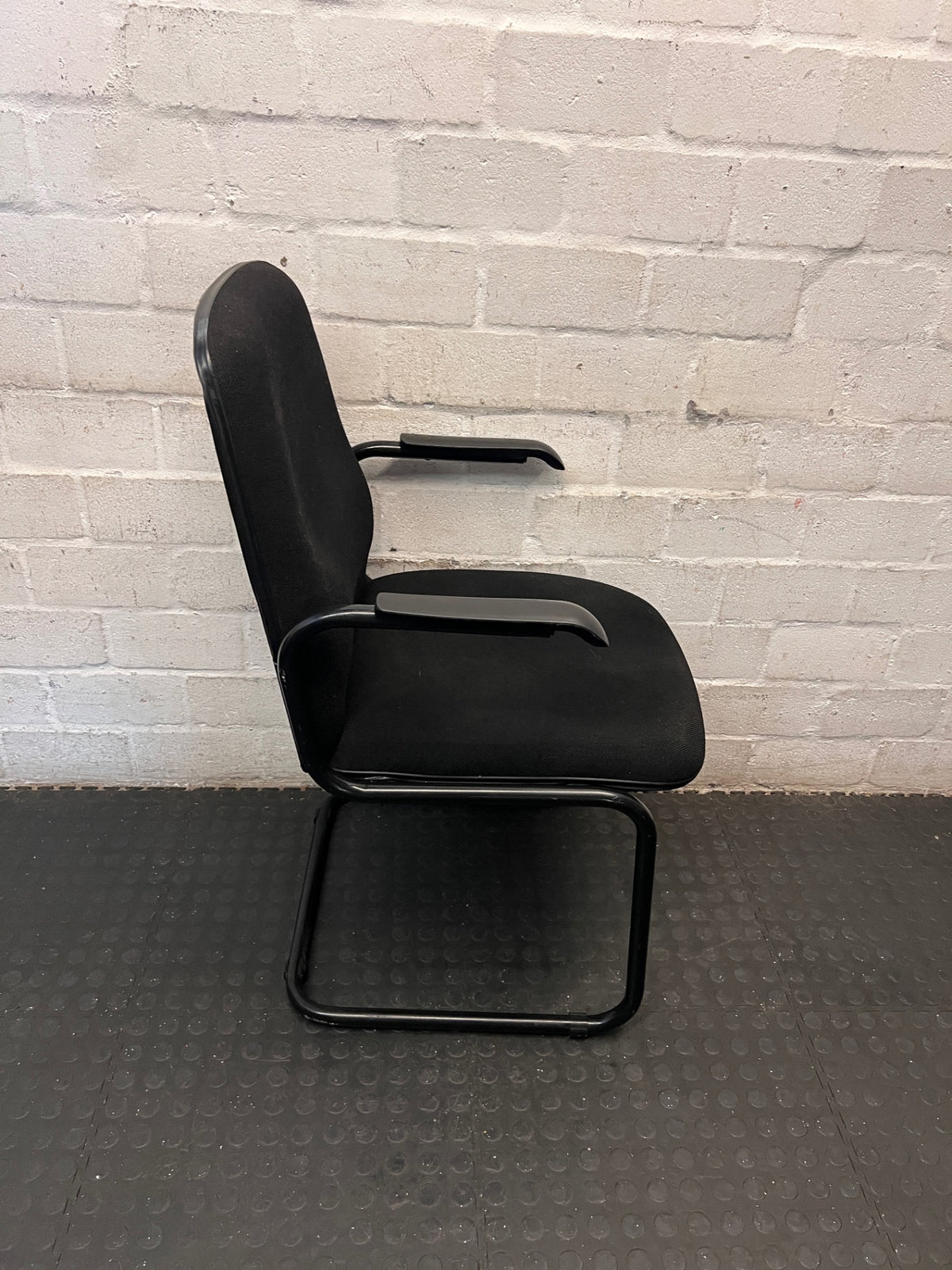 Black Upholstered Office Visitors Chair with Arms – top view