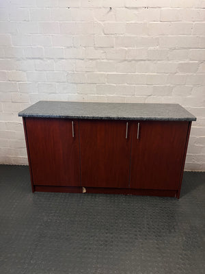 Mahogany Finish Canteen Unit with Stone-Effect Top – main front view